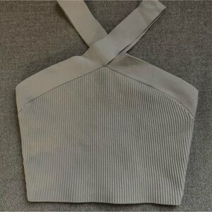 Aritzia Cream Ribbed Bustier Tank Top